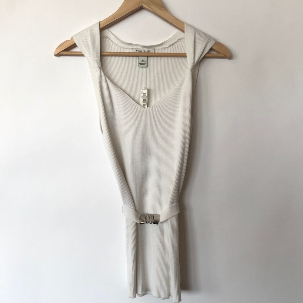 White House Black Market White Ribbed Tank NWT - M